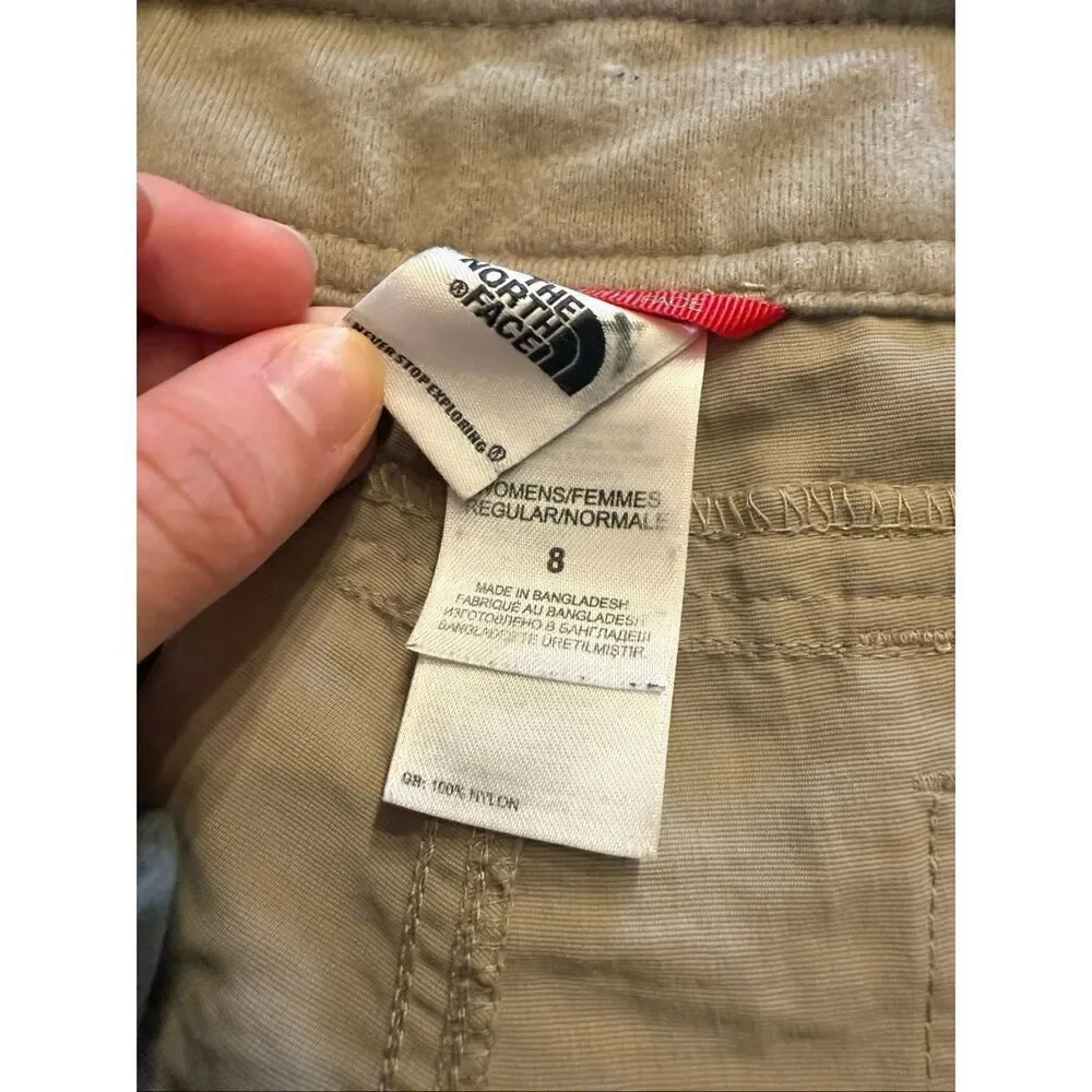 The North Face Beige Stretch Hiking Outdoor Pockets Nylon Cargo Shorts Size‎ 8
